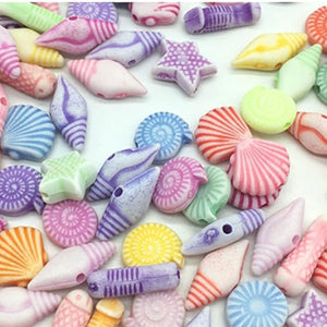 Bracelet Beads-Acrylic Beads Mini Sea Shell Fish Starfish Spacer Beads with Hole