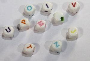 Bracelet beads- White Square Alphabets