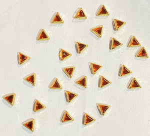 Coloured glass Kundan Stone (Flat Back Framed) - Triangle shape