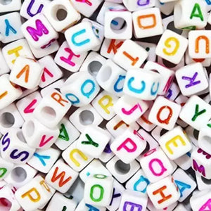 Bracelet beads- White Square Alphabets