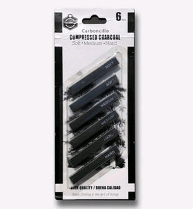 Compressed Charcoal - Soft, Medium & Hard 6 Pcs Pack