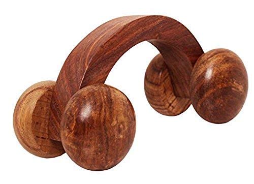 Wooden Handheld Acupressure Roller Pain Relief Plane, Ring Two Sided for Neck Shoulder & Body Relaxation